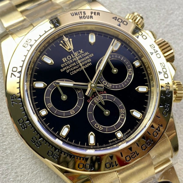 BT공장 롤렉스 데이토나 크로노그래프 검판 다이얼 바인덱스 YG 금통 40mm 116508