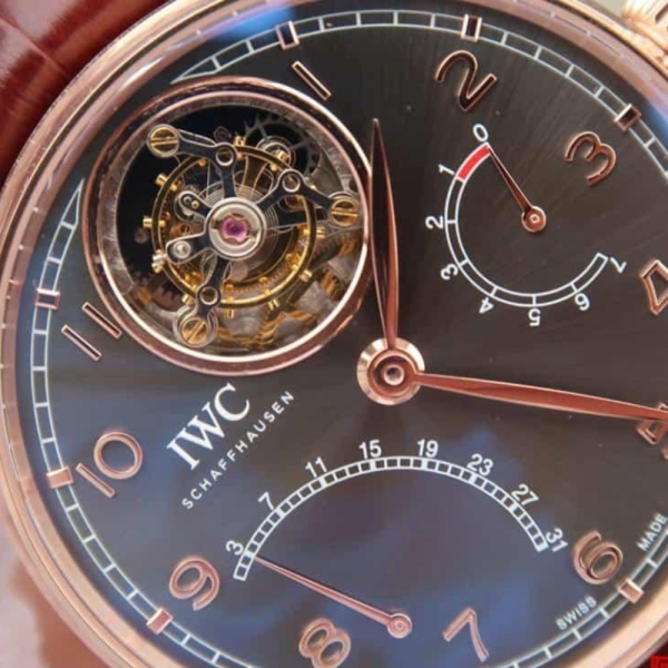 AZ공장 IWC 포르투기저 투르비옹 로즈골드 그레이 다이얼 레더 스트랩 44.2mm IW504401