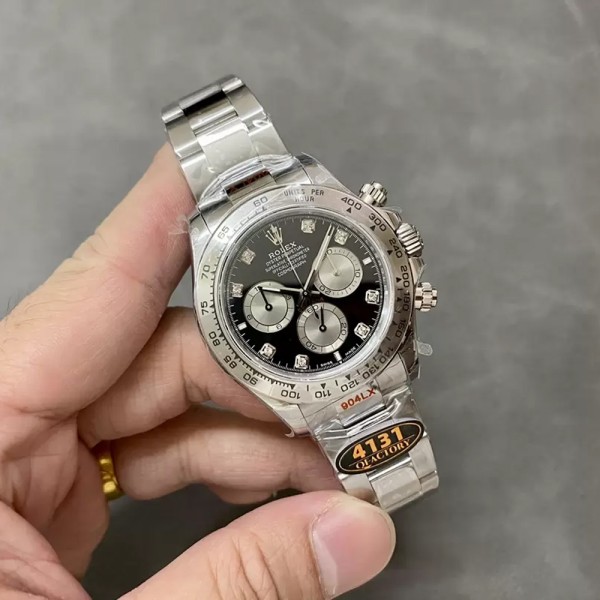 QF공장 롤렉스 데이토나 크로노그래프 블랙 다이얼 8P다이아 SS브레이슬릿 40mm (텅스텐 헤비버전) 126509