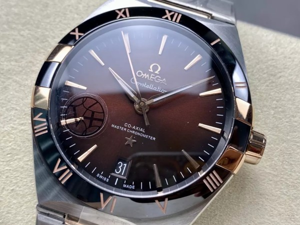 V+공장 오메가 컨스텔레이션 41mm 브라운 다이얼, SS 브레이슬릿
