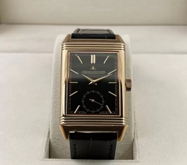 MG공장 예거르쿨트르 리베르소 Tribute Monoface Small Seconds 블랙 다이얼 레더 스트랩 Q713256J