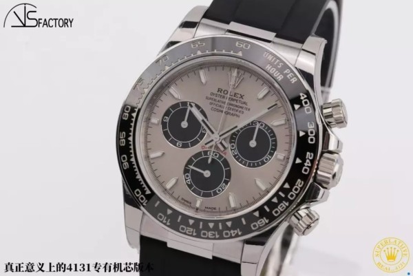 VS공장 롤렉스 데이토나 크로노그래프 그레이 다이얼 바인덱스 40mm 러버밴드 126506