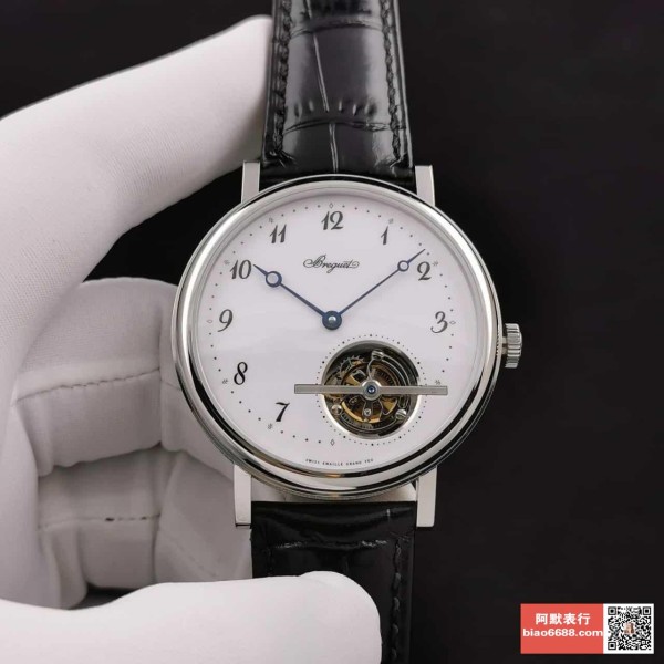 R8공장 브레게 투르비옹 울트라씬 클래식 컴플렉스 화이트골드 레더 스트랩 42mm 5367PT/29/9WU